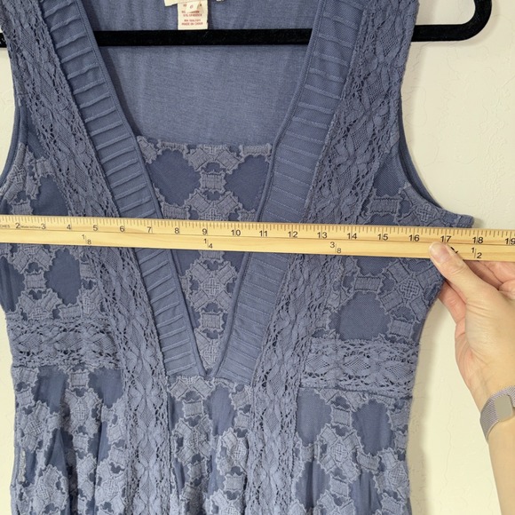 Sundance True Essence Blue Lace Floral Lined Sleeveless Embroidered Dress Sz 6 - Picture 4 of 7
